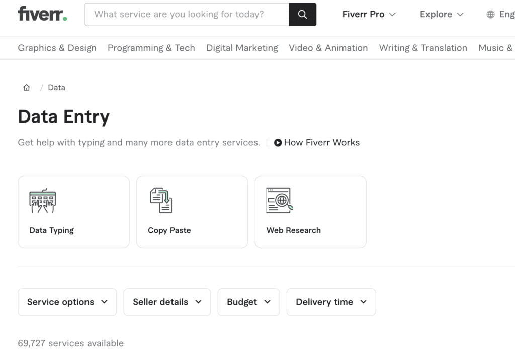 fiverr data entry jobs